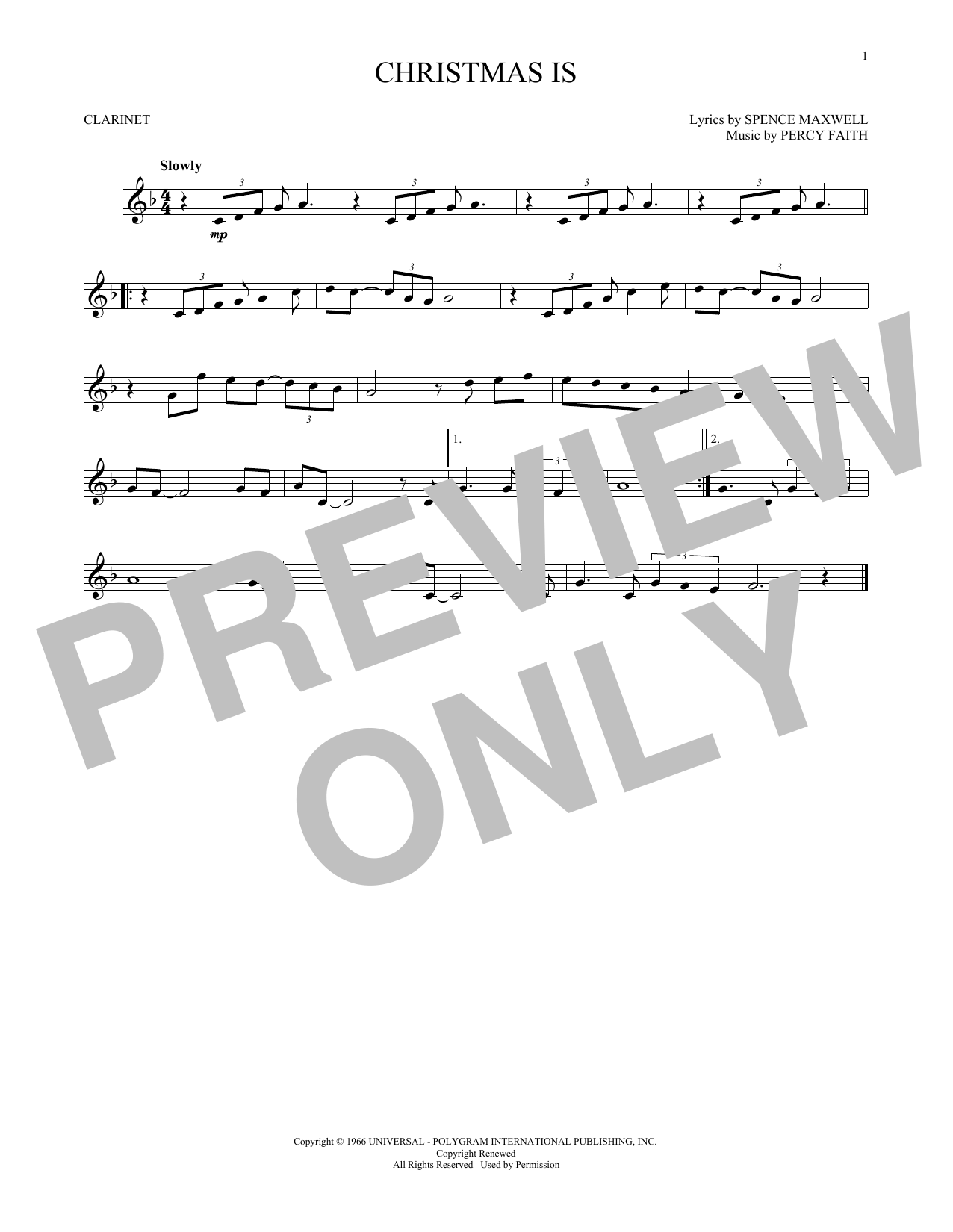 Christmas Is (Clarinet Solo) von Percy Faith