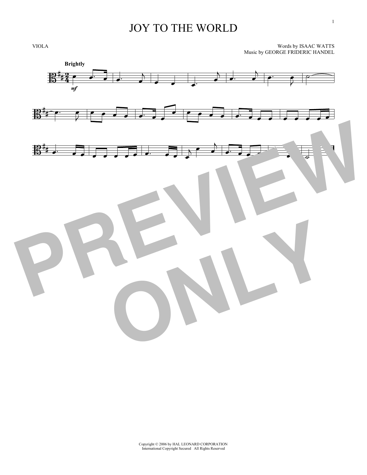 Joy To The World (Viola Solo) von George Frideric Handel