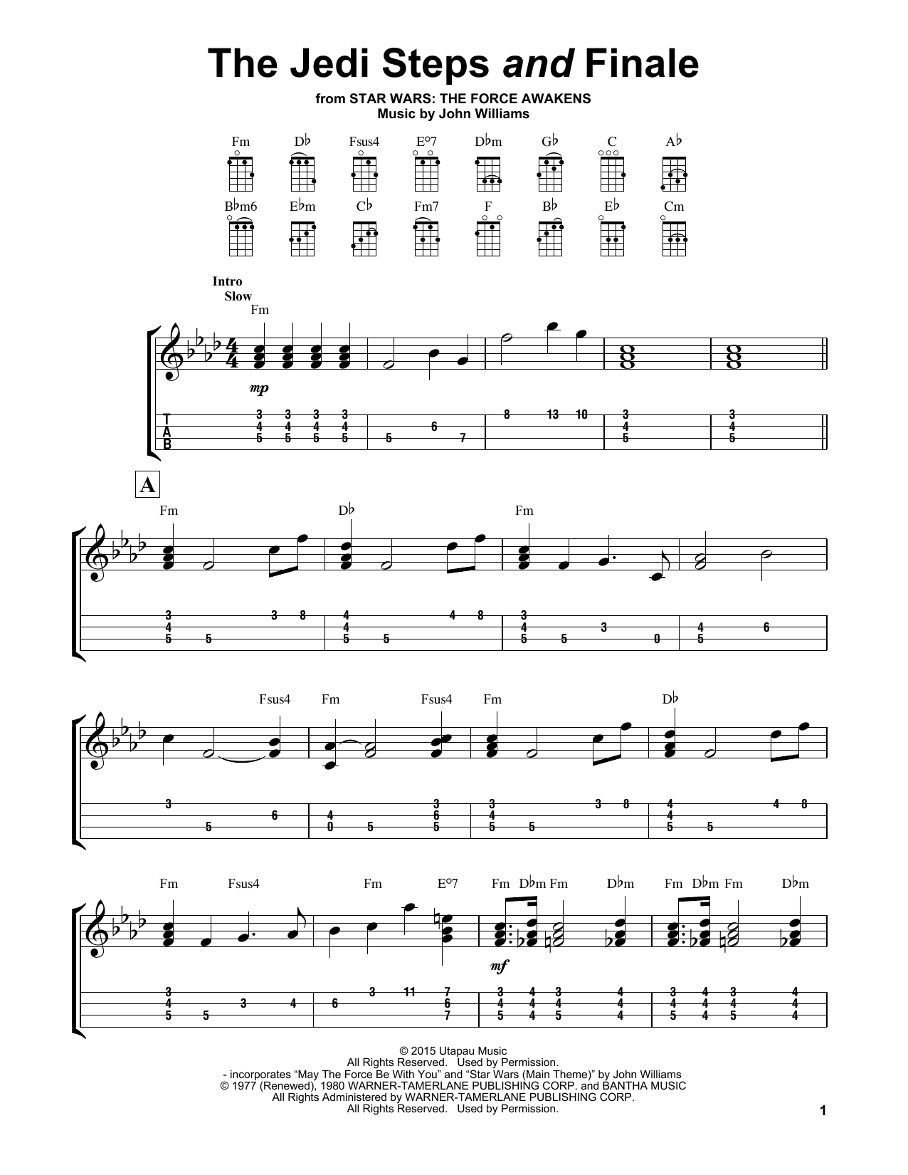 The Jedi Steps And Finale (Easy Ukulele Tab) von John Williams