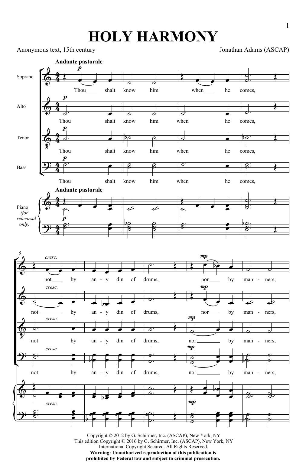Holy Harmony (SATB Choir) von Jonathan Adams