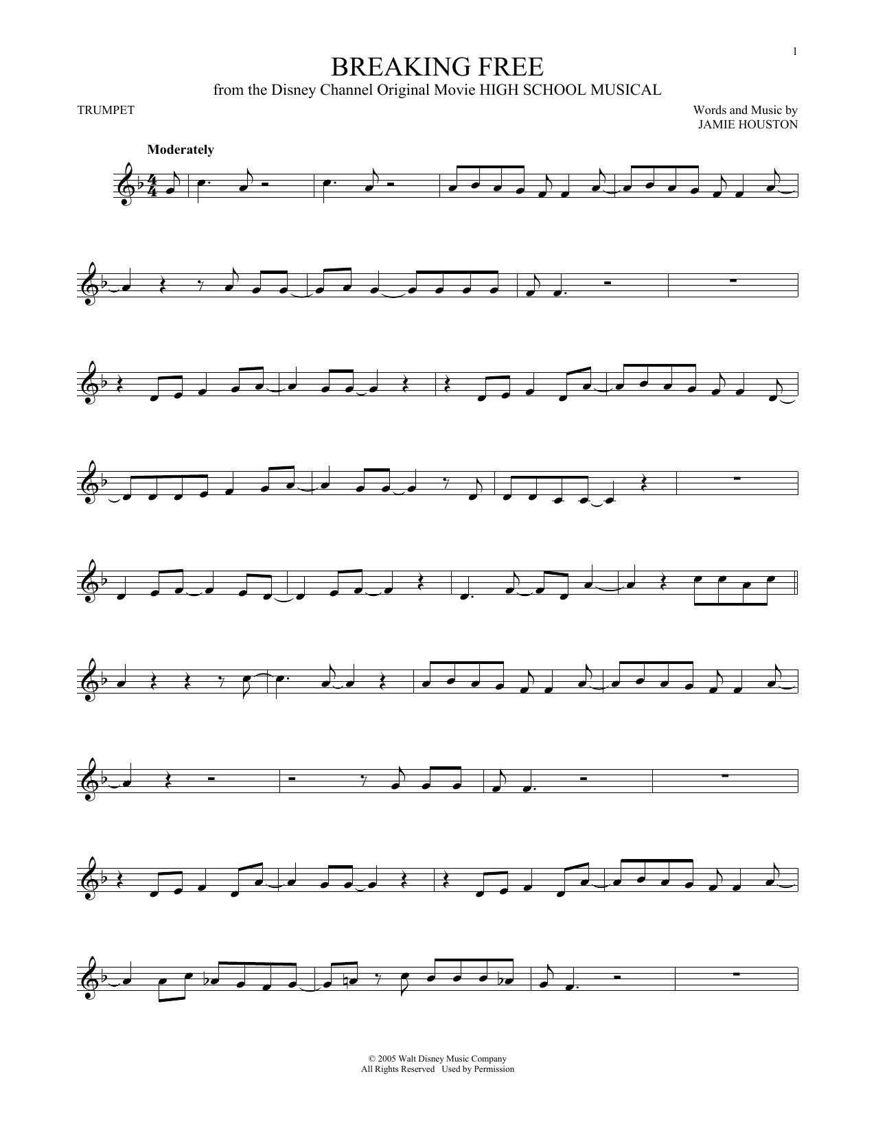 Breaking Free (from High School Musical) (Trumpet Solo) von Zac Efron & Vanessa Hudgens