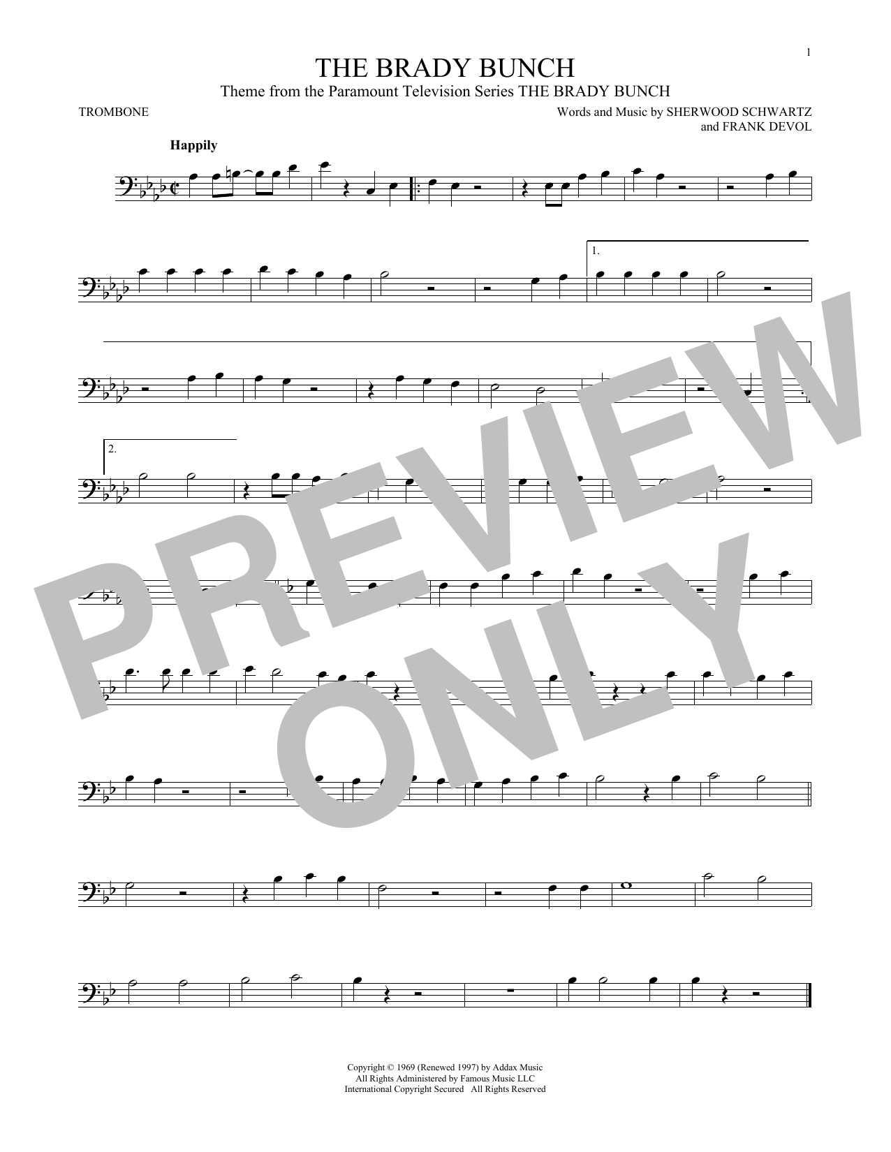 The Brady Bunch (Trombone Solo) von Sherwood Schwartz