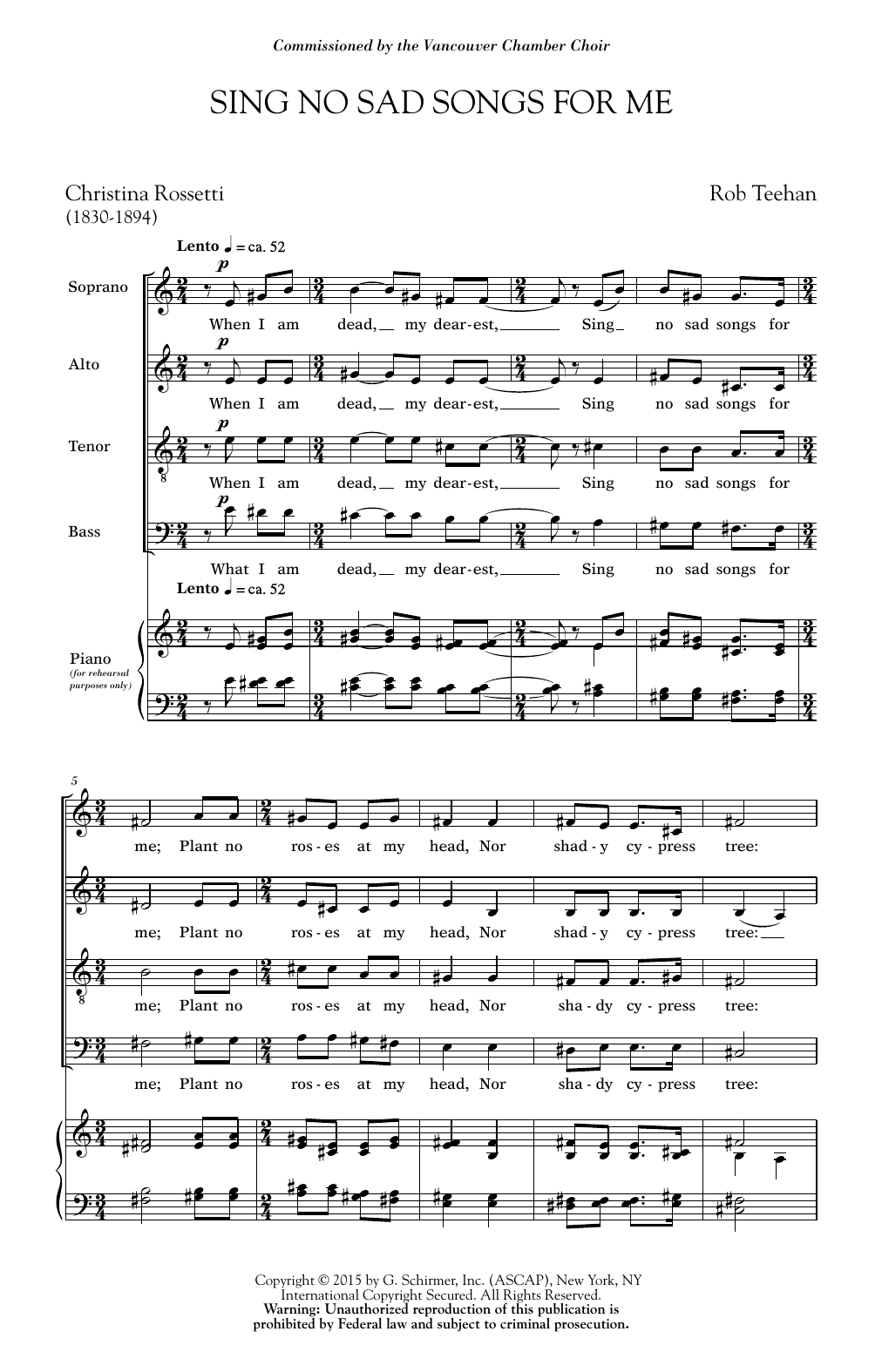 Sing No Sad Songs For Me (SATB Choir) von Rob Teehan