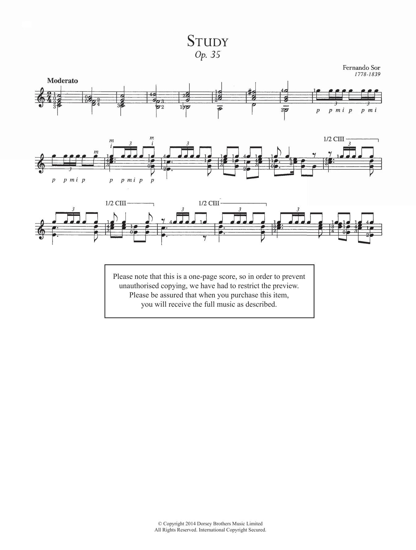 Study, Op.35 (Easy Guitar) von Fernando Sor