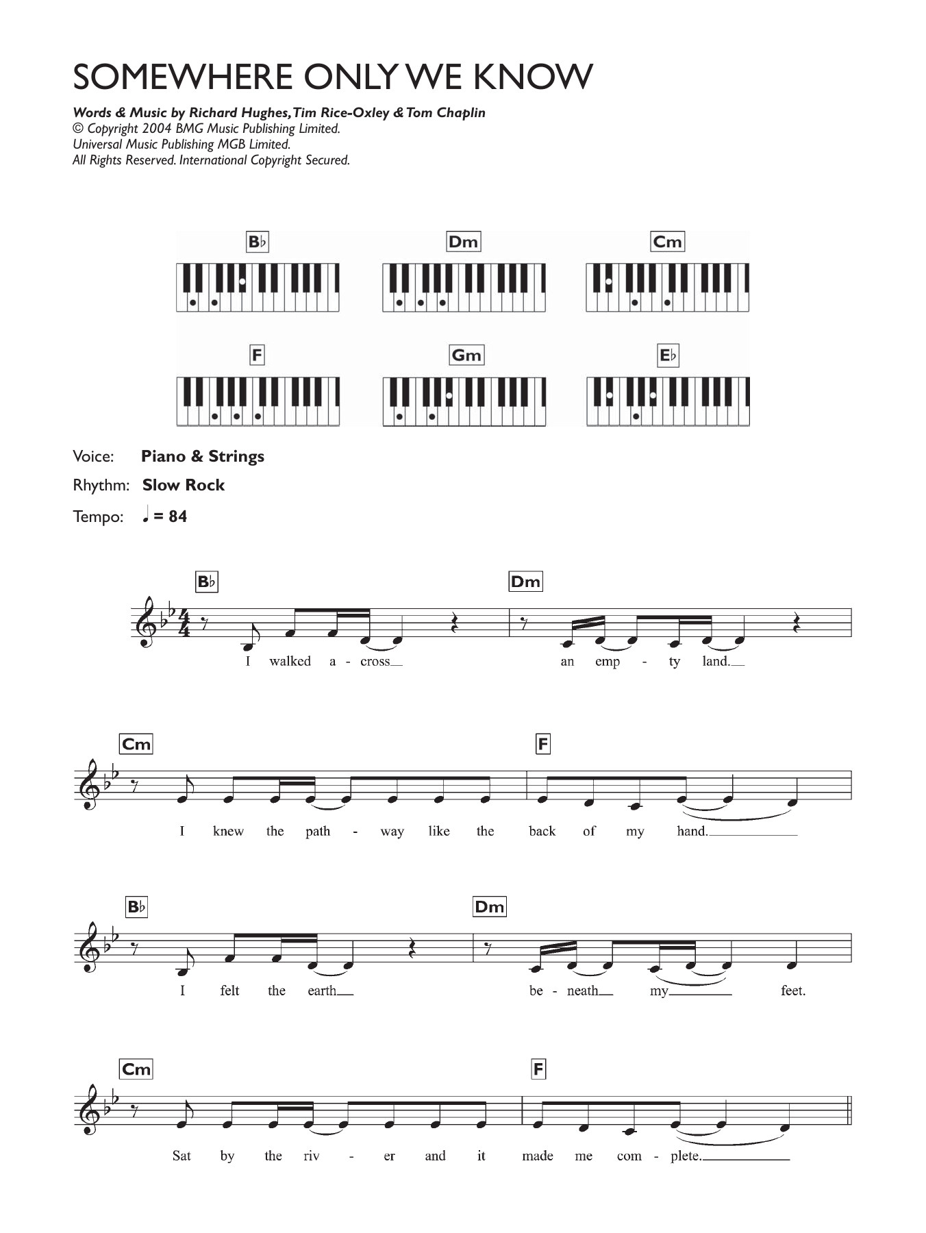 Somewhere Only We Know (Piano Chords/Lyrics) von Lily Allen