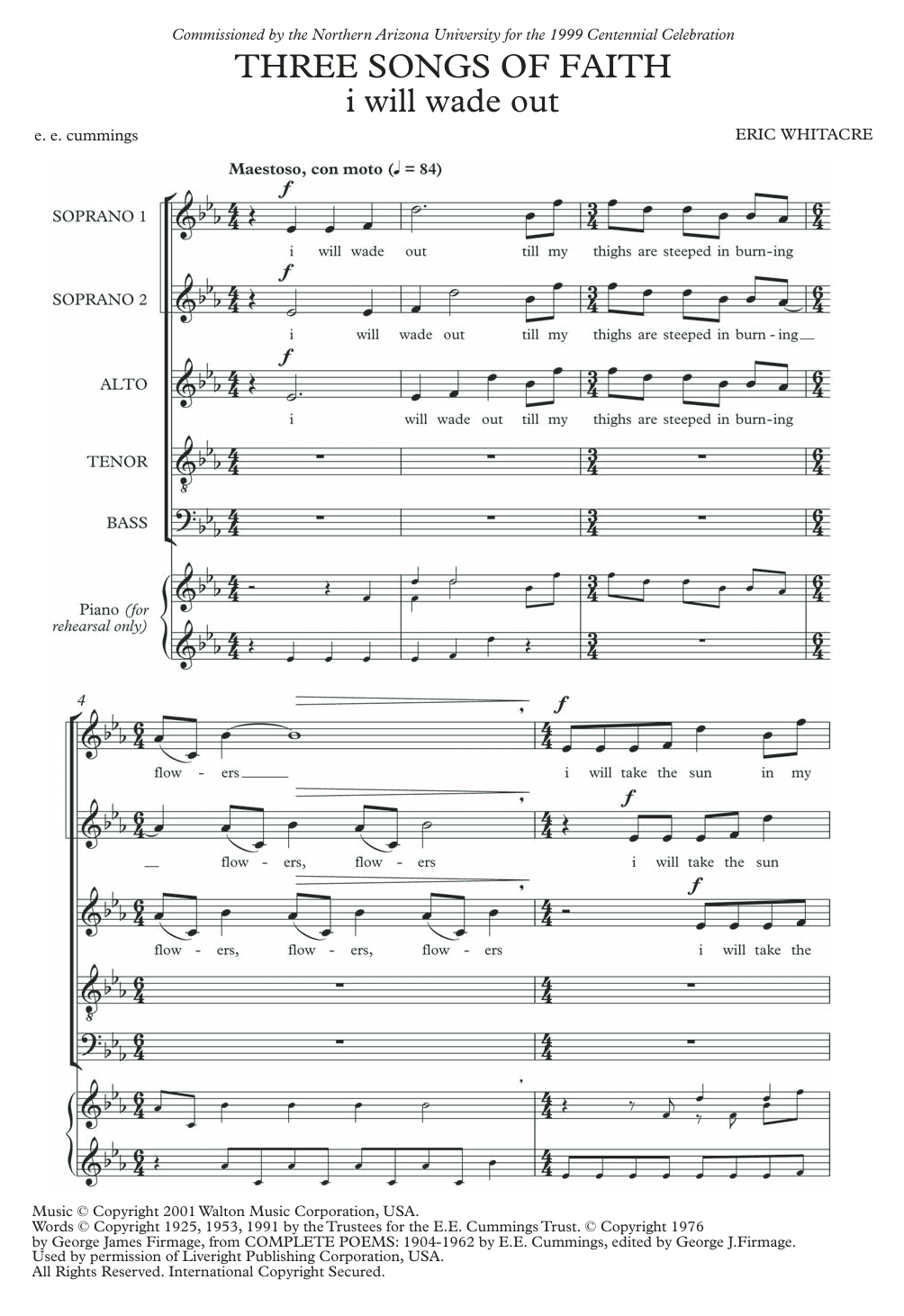 I Will Wade Out (from Three Songs Of Faith) (SSATB Choir) von Eric Whitacre