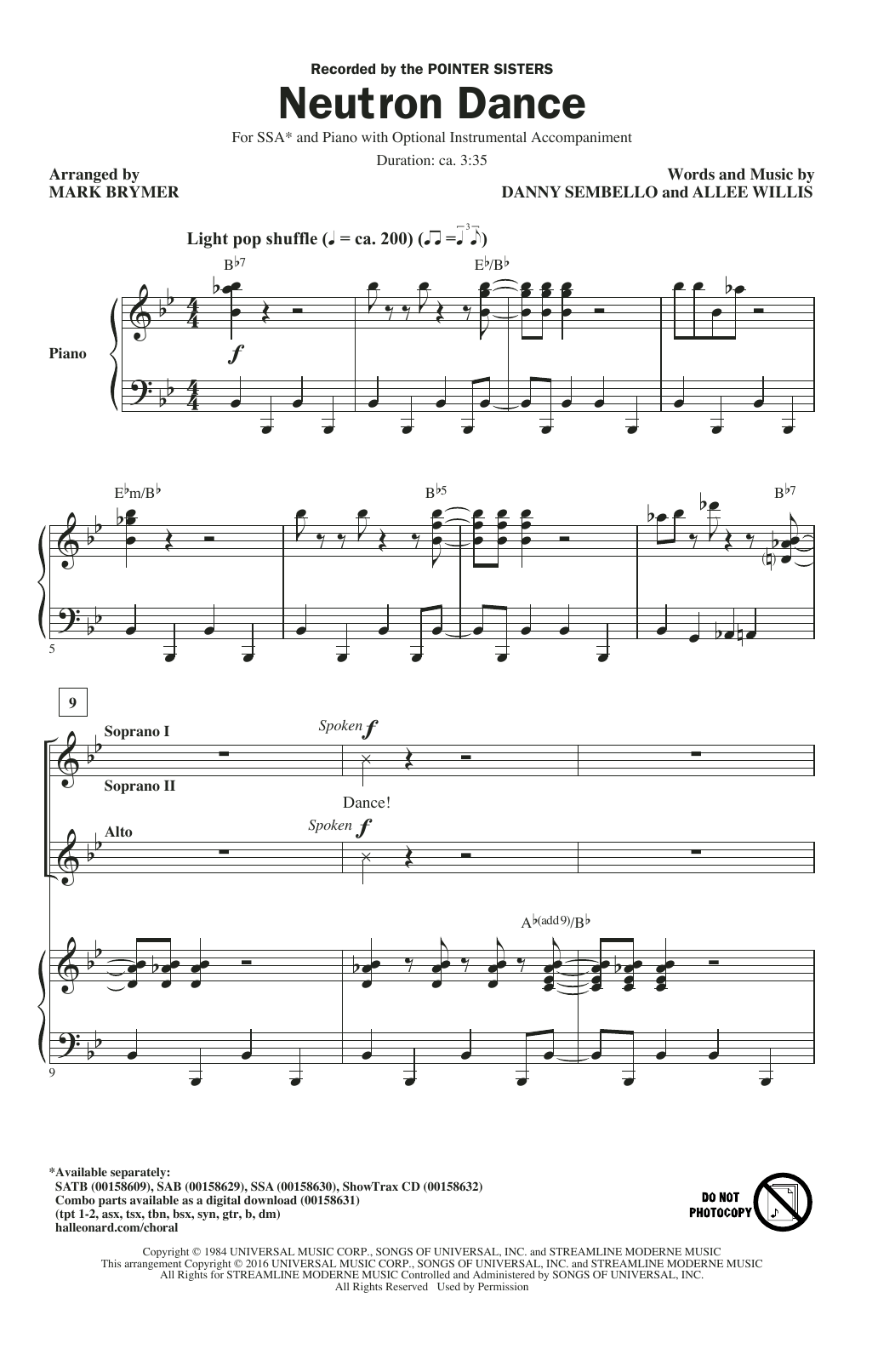 Neutron Dance (SSA Choir) von Mark Brymer