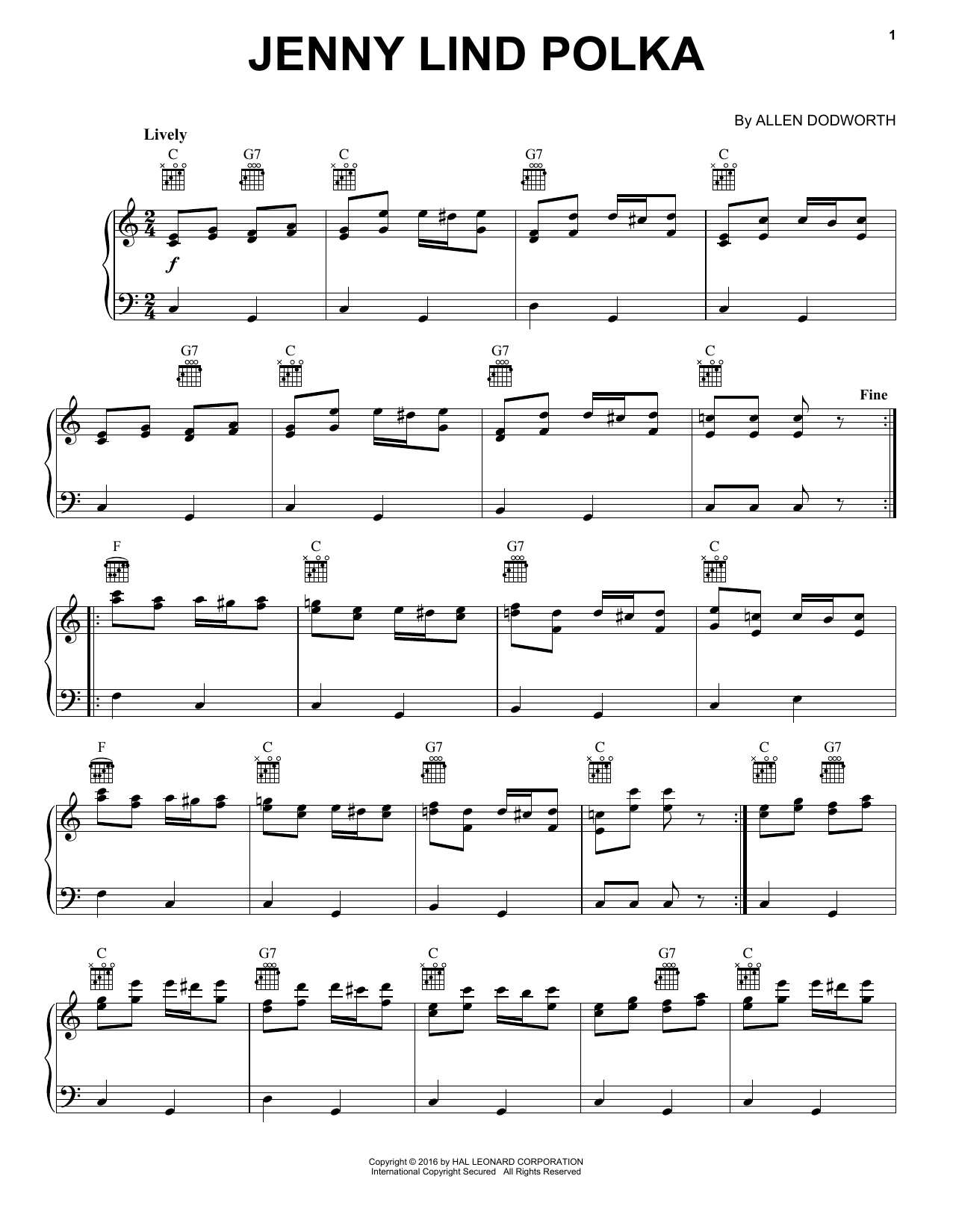 Jenny Lind Polka (Piano Solo) von Allan Dodworth