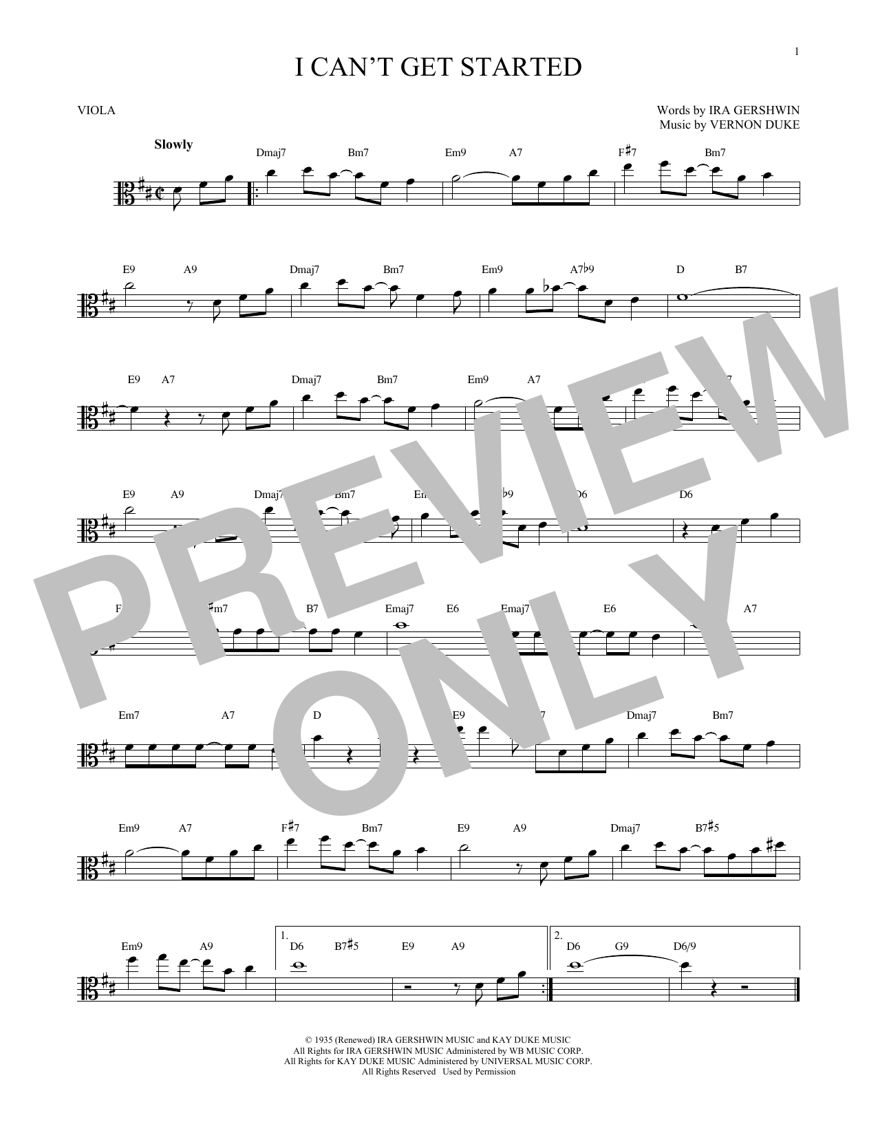 I Can't Get Started (Viola Solo) von Ira Gershwin