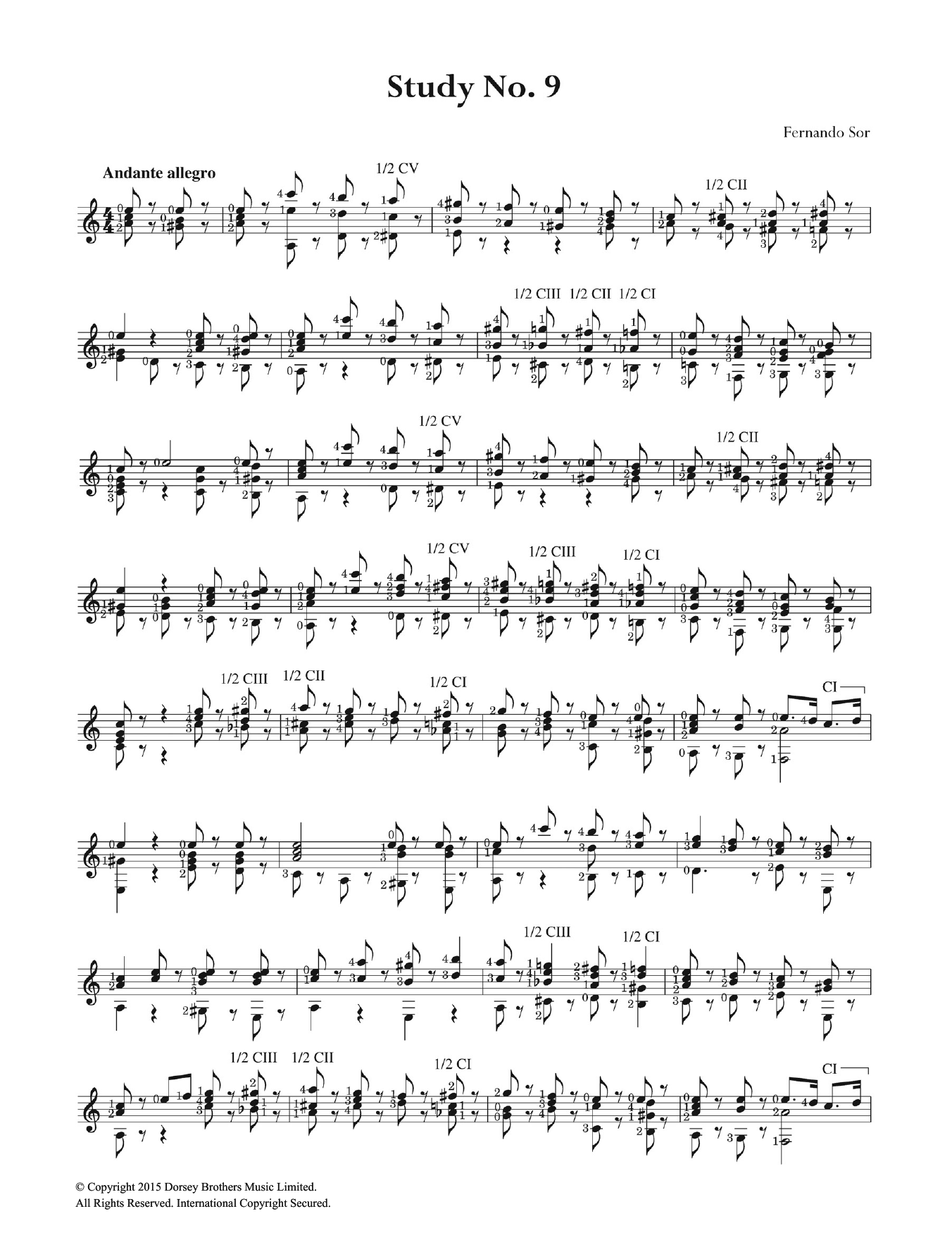 Study No. 9 (Easy Guitar) von Fernando Sor
