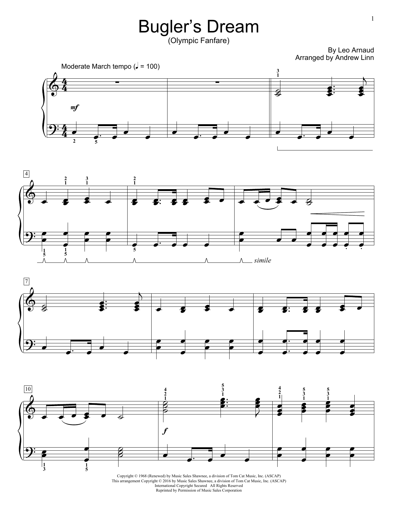 Bugler's Dream (Olympic Fanfare) (Educational Piano) von Andrew Linn