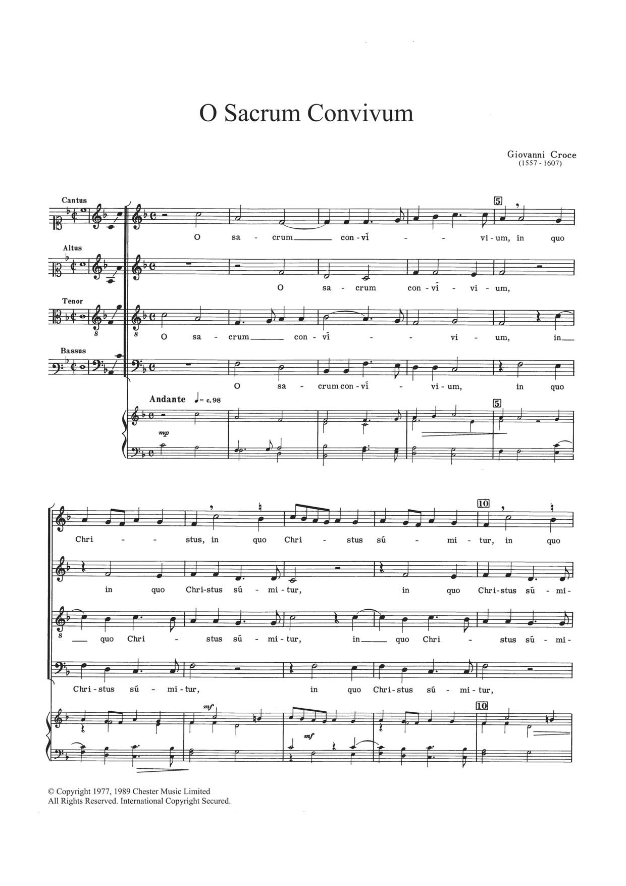 O Sacrum Convivium (Choir) von Giovanni Croce