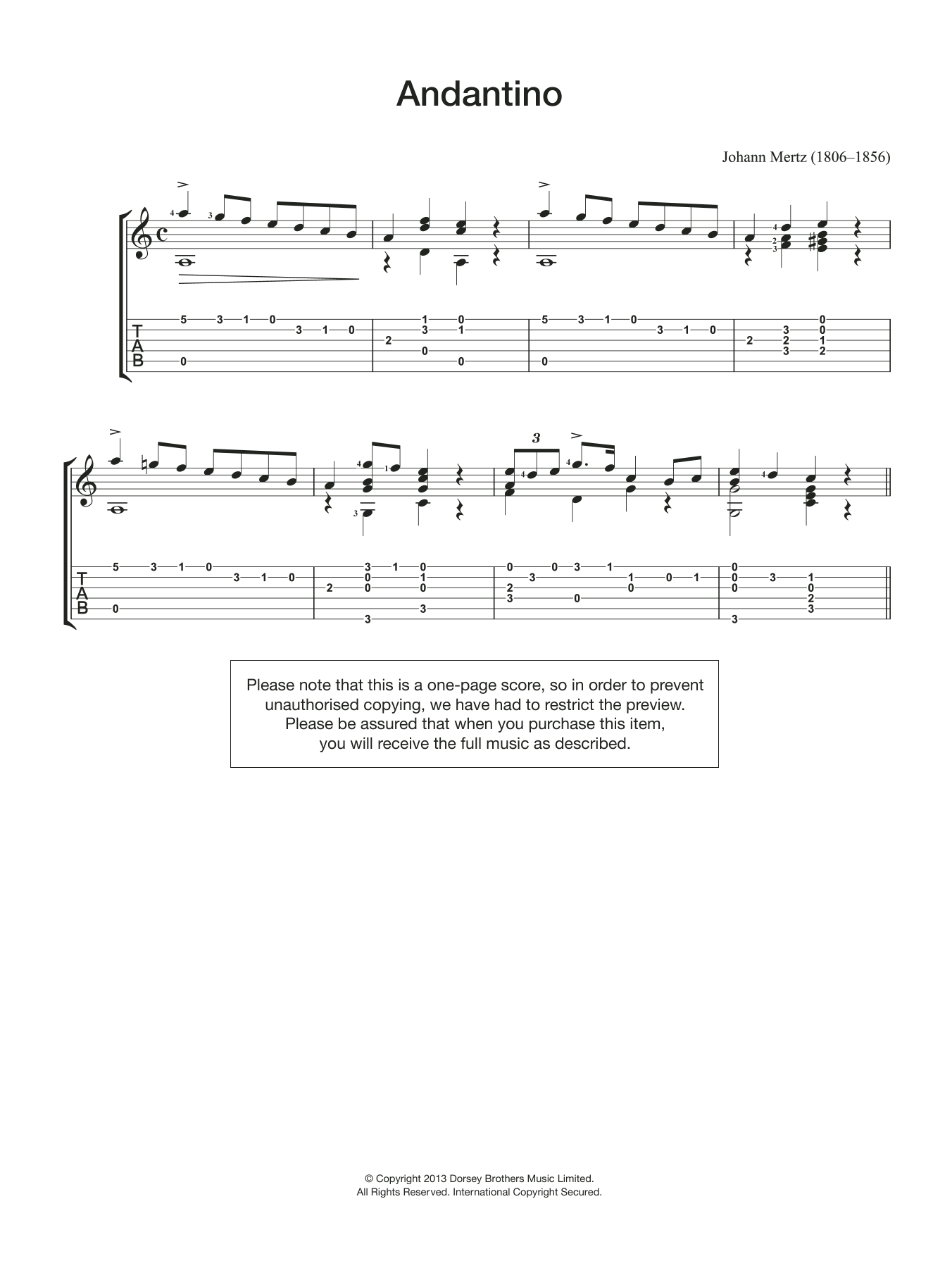 Andantino (Easy Guitar) von Johann Kaspar Mertz