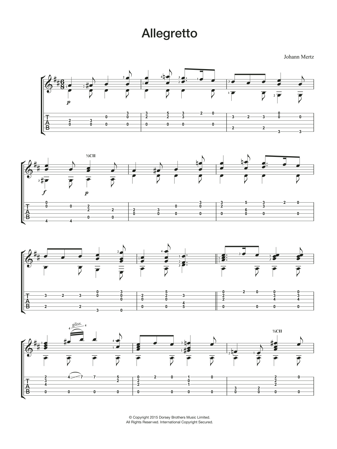Allegretto (Easy Guitar) von Johann Kaspar Mertz