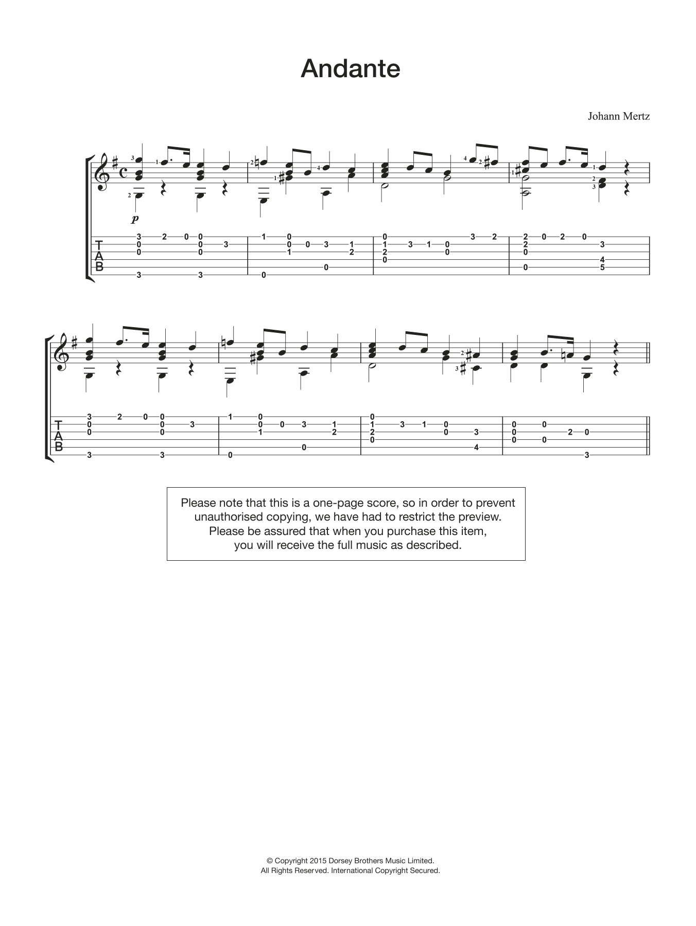 Andante (Easy Guitar) von Johann Kaspar Mertz