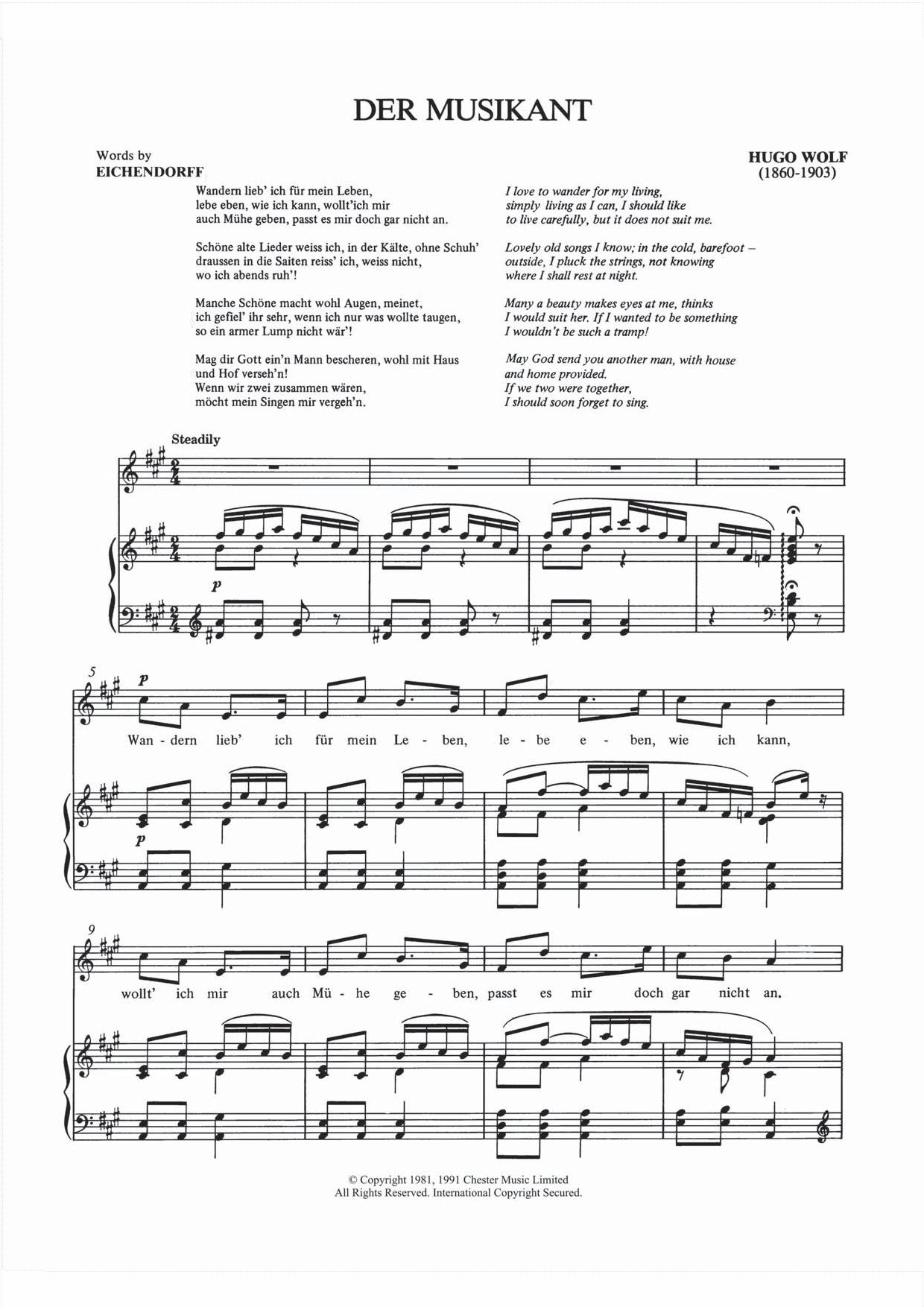 Der Musikant (Piano & Vocal) von Hugo Wolf