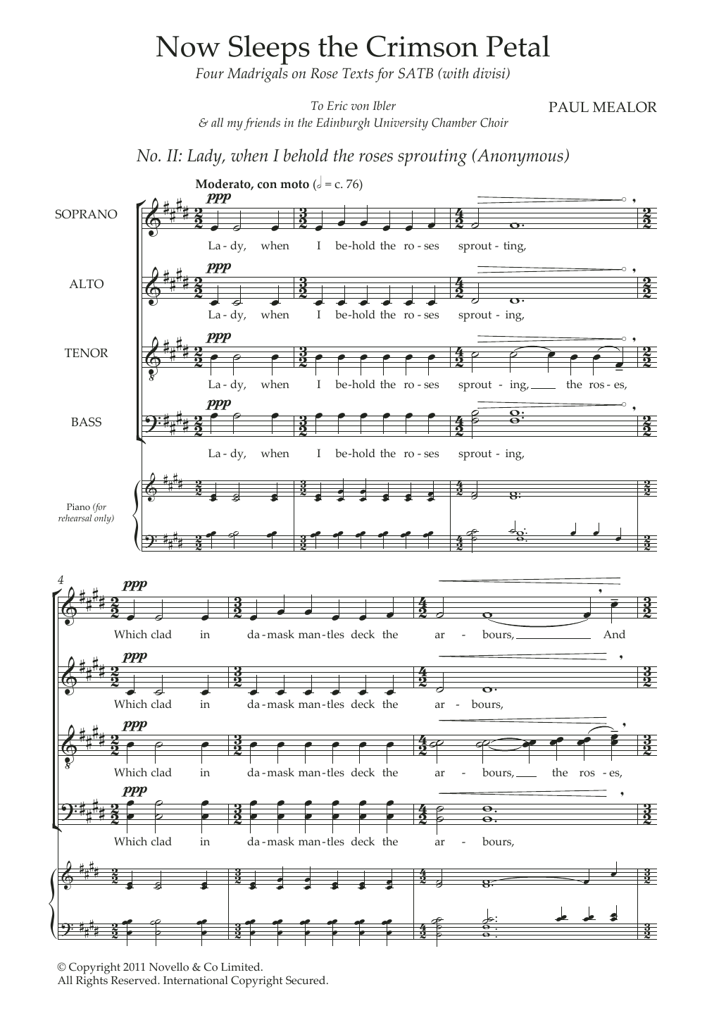 Lady, When I Behold (from 'Four Madrigals on Rose Texts') (SATB Choir) von Paul Mealor