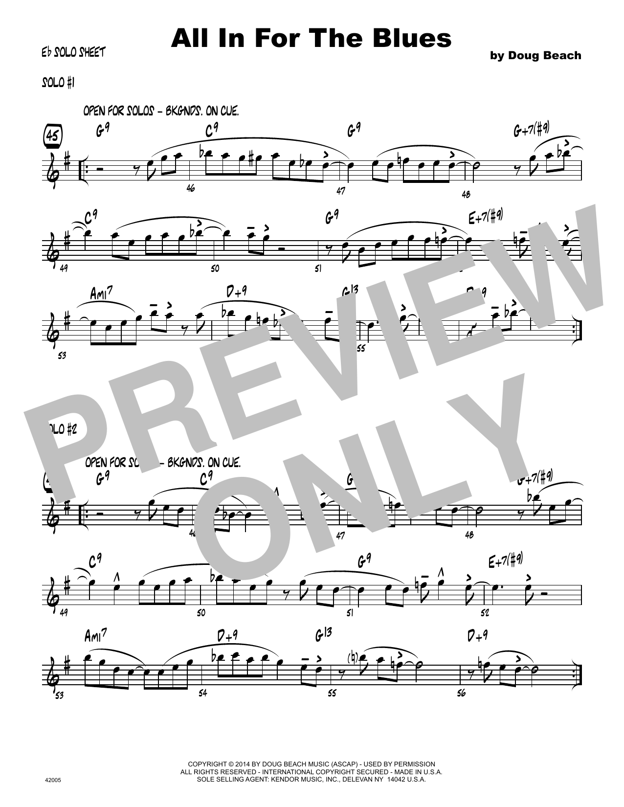All In For The Blues - Solo Sheet - Alto Sax (Jazz Ensemble) von Doug Beach