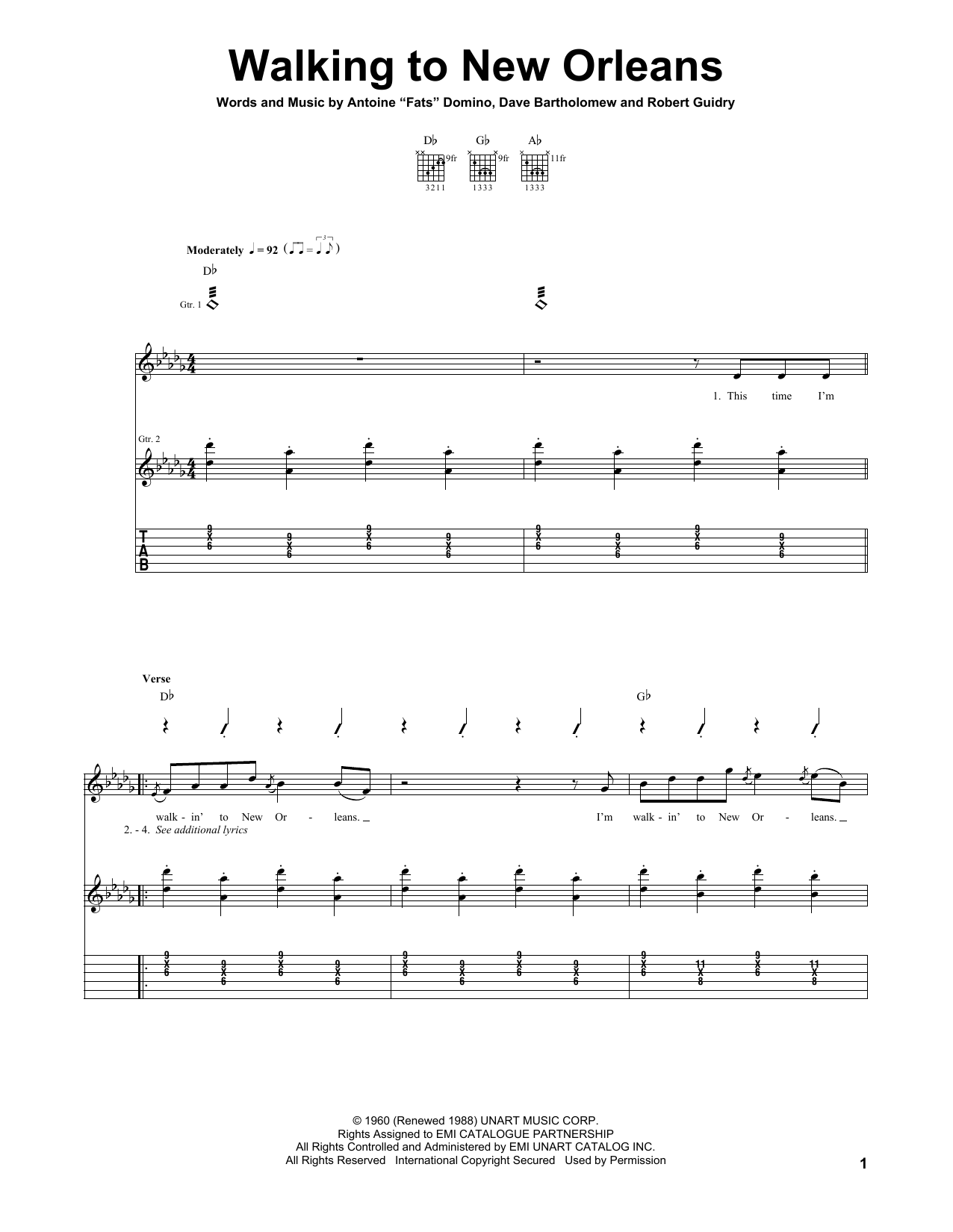 Walking To New Orleans (Guitar Tab) von Fats Domino