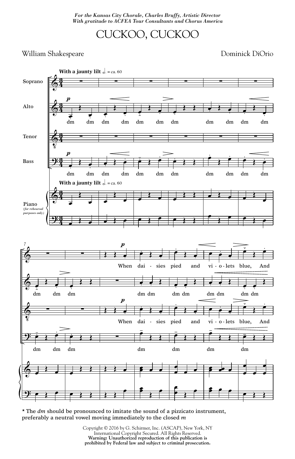 Cuckoo Cuckoo (SATB Choir) von Dominick DiOrio