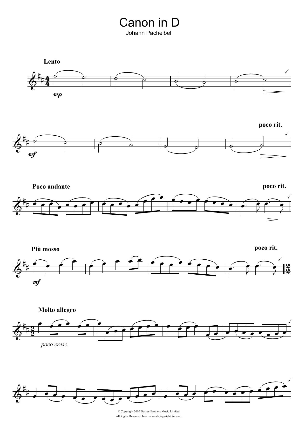Canon in D (Flute Solo) von Johann Pachelbel