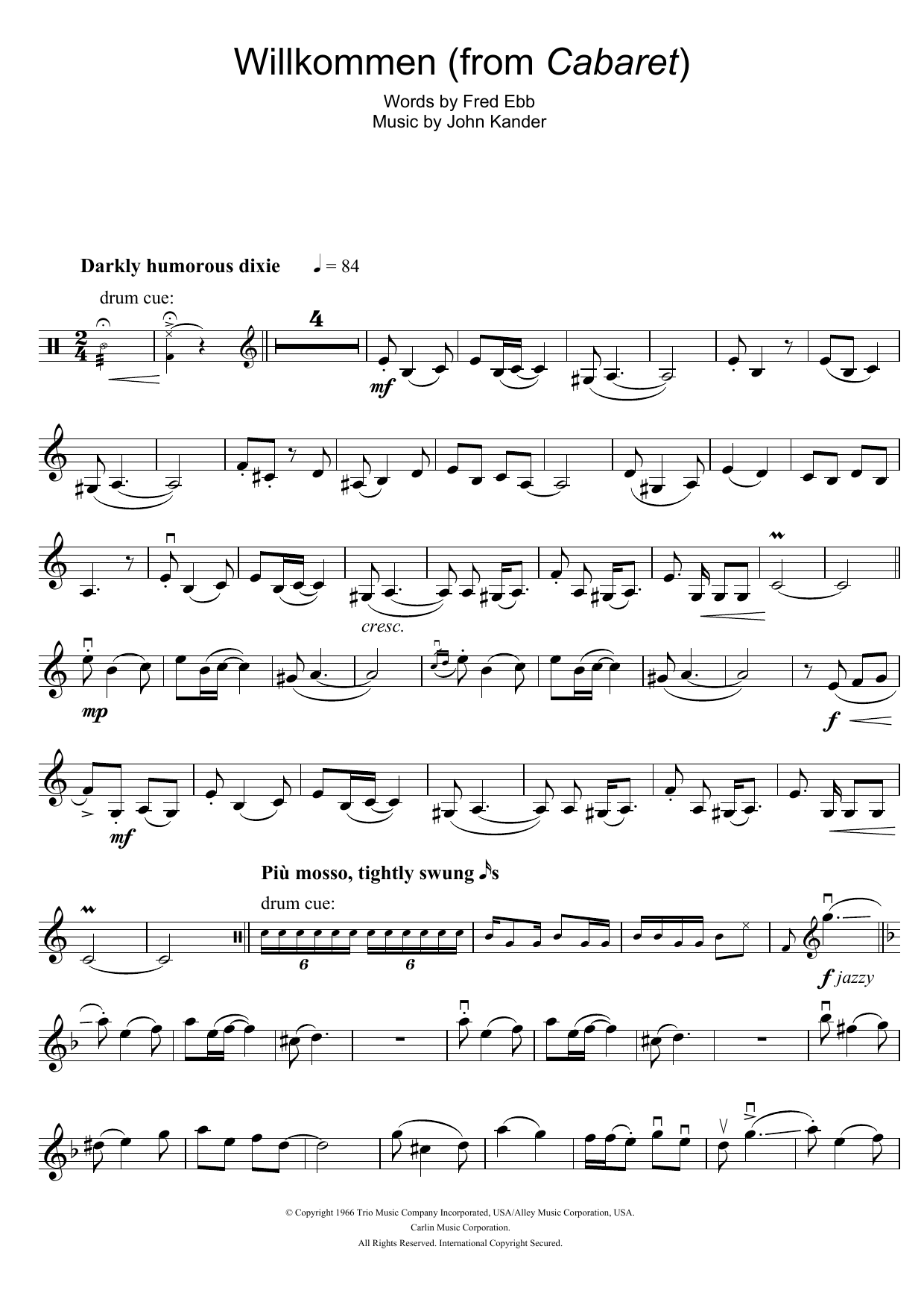 Willkommen (from Cabaret) (Violin Solo) von Kander & Ebb