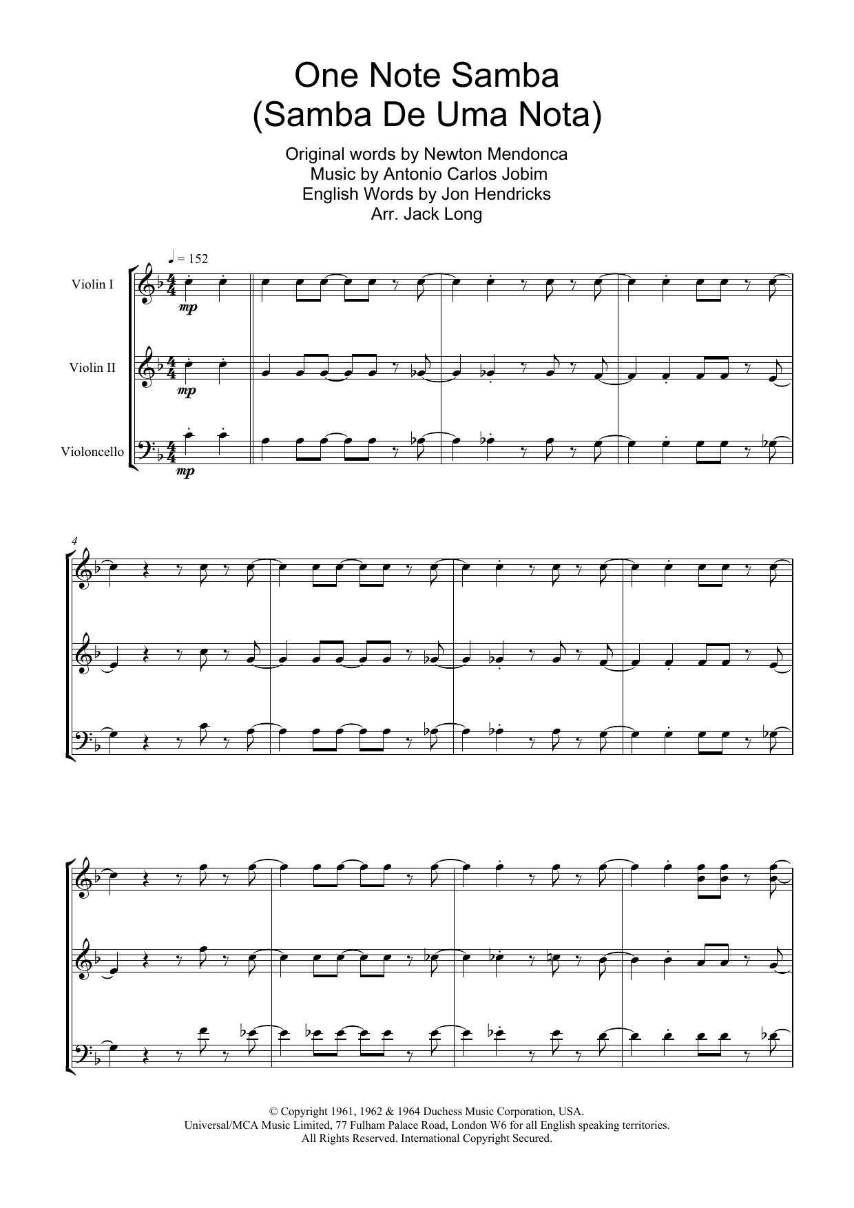One Note Samba (Samba De Uma Nota) (Violin Solo) von Antonio Carlos Jobim