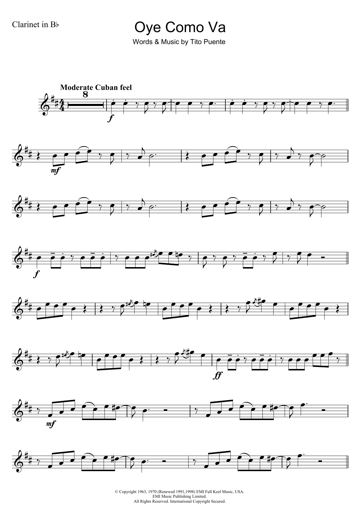 Oye Como Va (Clarinet Solo) von Tito Puente