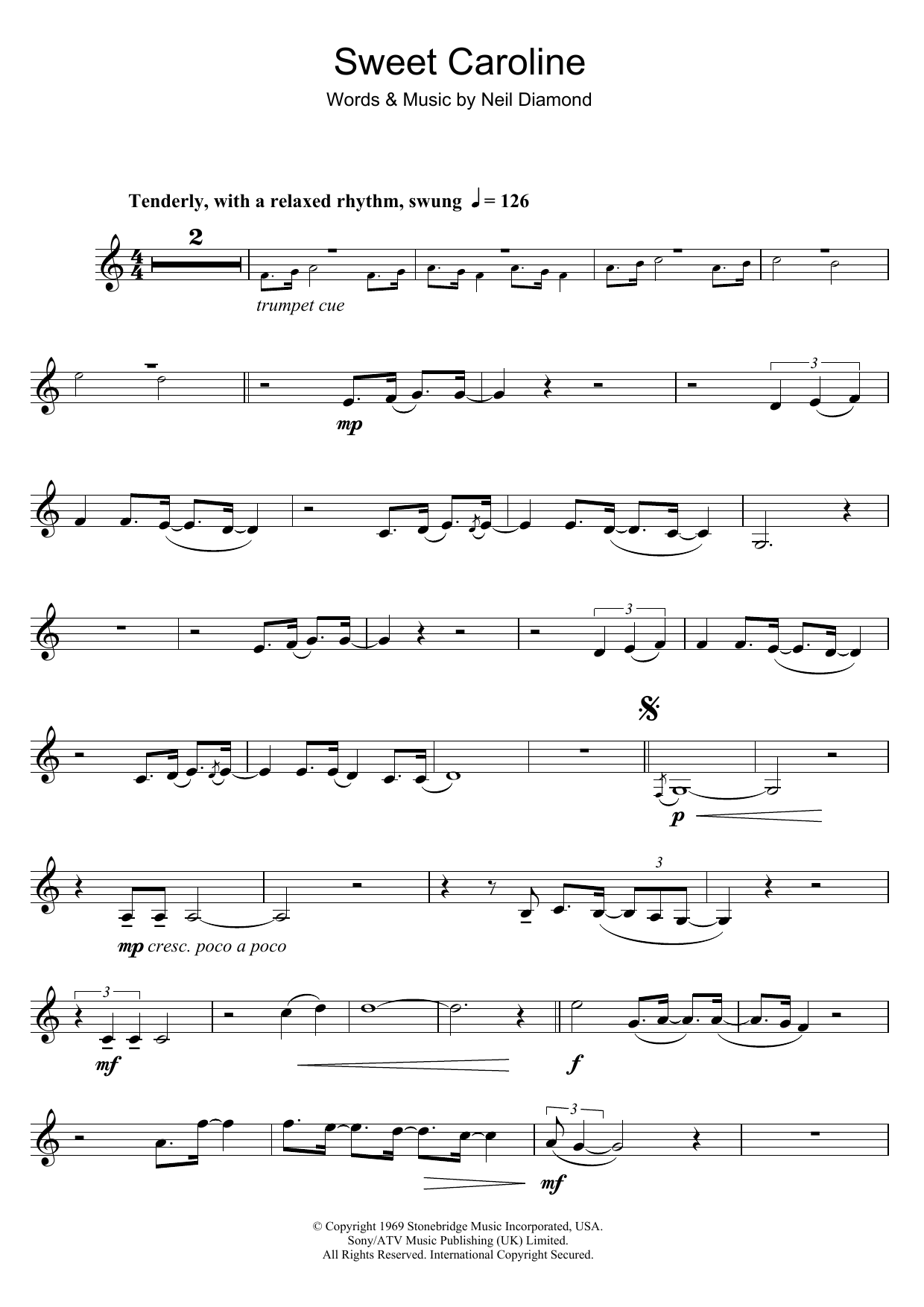 Sweet Caroline (Clarinet Solo) von Neil Diamond