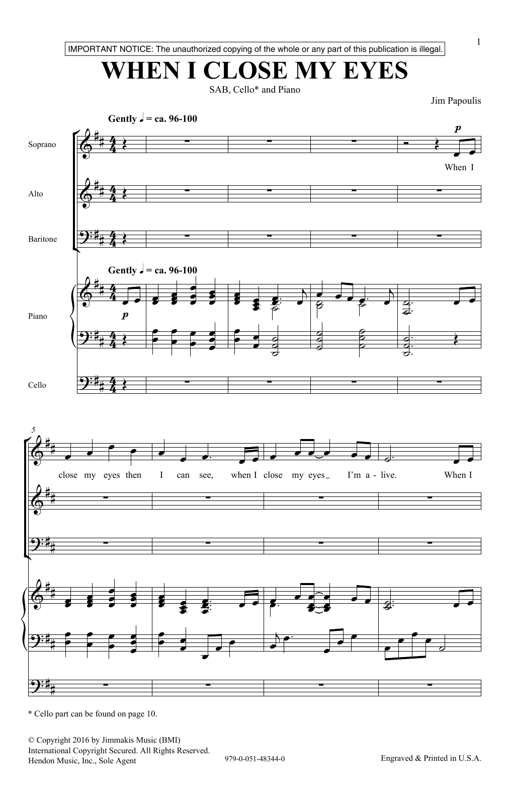 When I Close My Eyes (SAB Choir) von Jim Papoulis