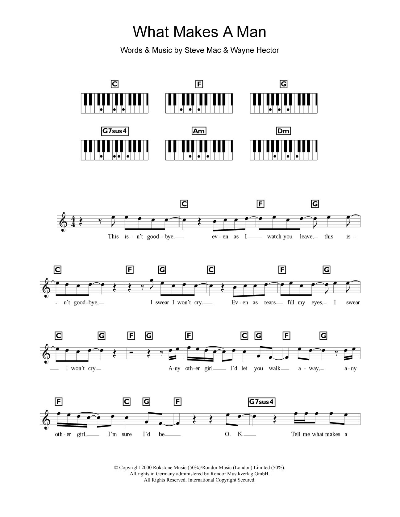 What Makes A Man (Piano Chords/Lyrics) von Westlife