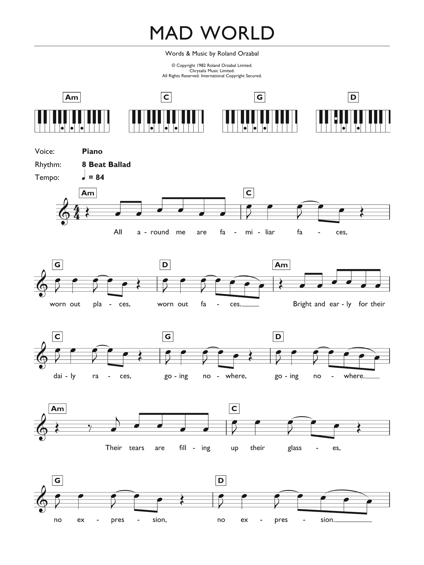 Gary Jules - Mad World (from Donnie Darko) atStanton's Sheet Music