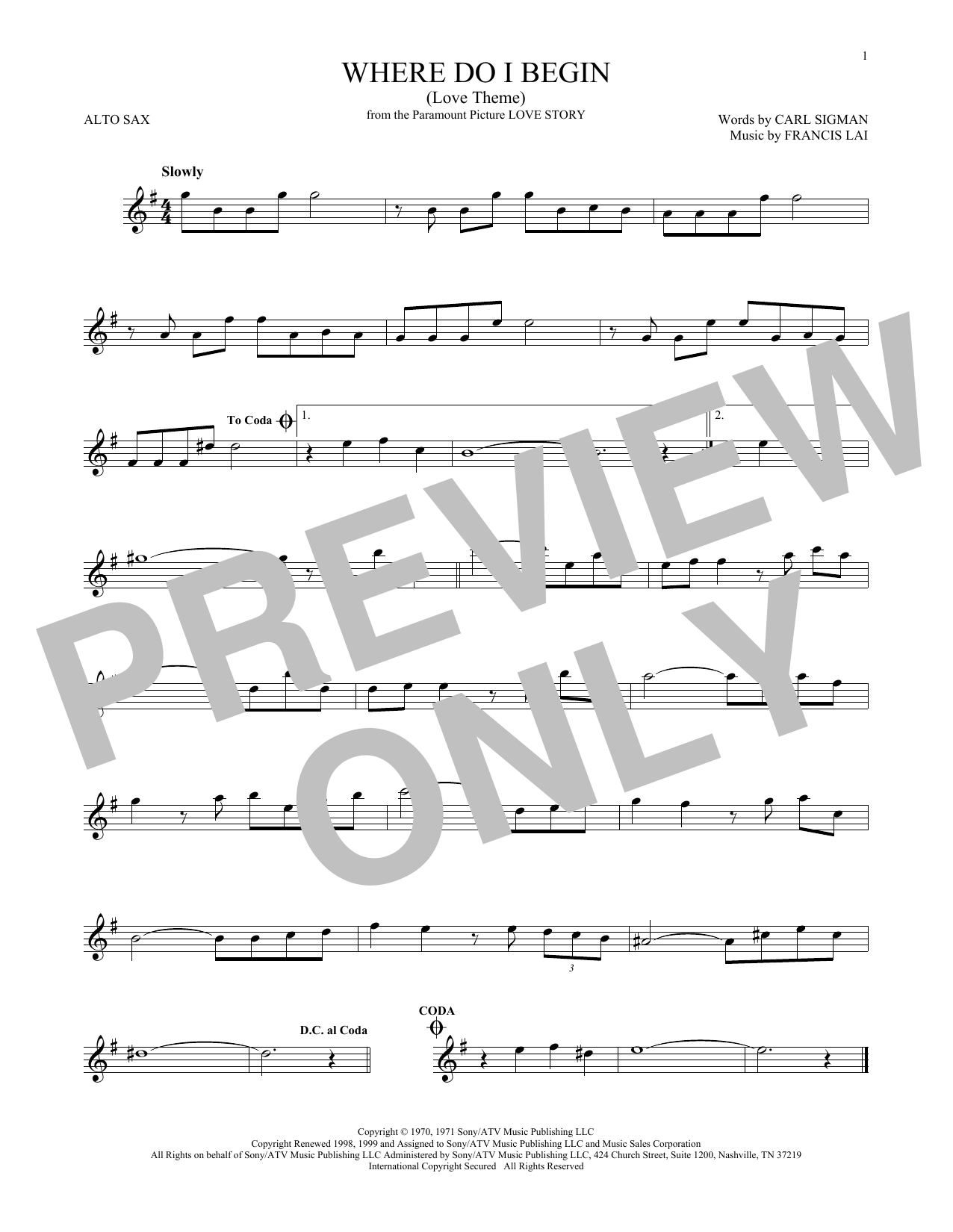 Where Do I Begin (Love Theme) (Alto Sax Solo) von Andy Williams