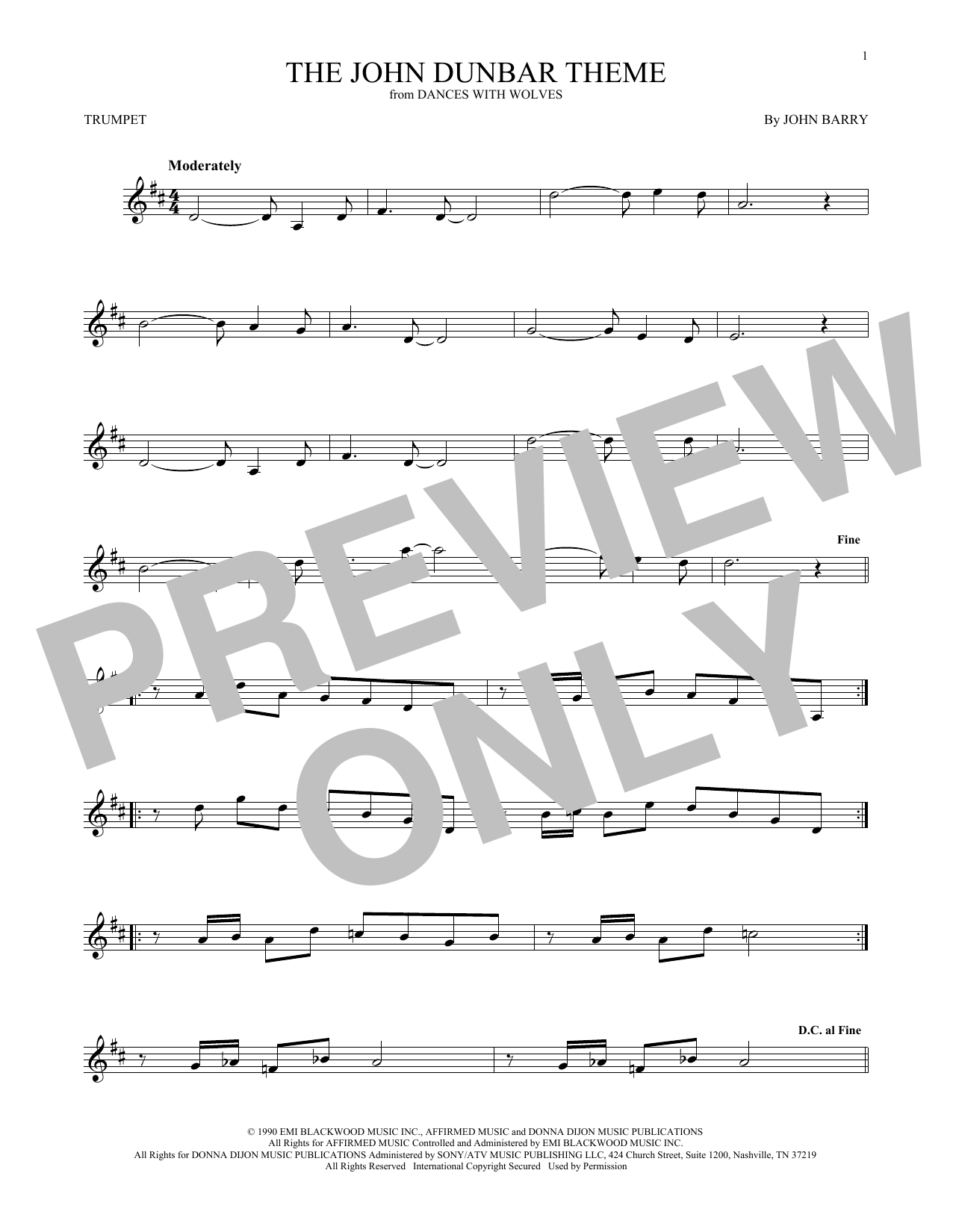 The John Dunbar Theme (Trumpet Solo) von John Barry