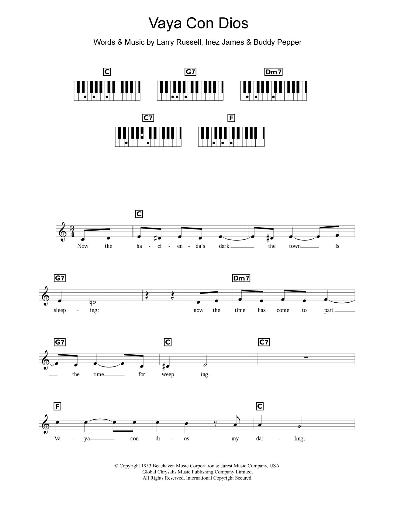Vaya Con Dios (Piano Chords/Lyrics) von Les Paul