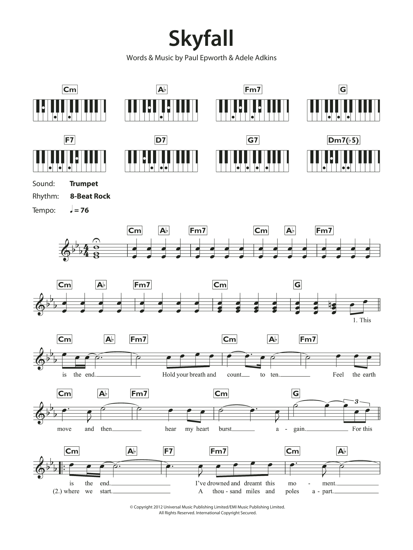 Skyfall (Piano Chords/Lyrics) von Adele