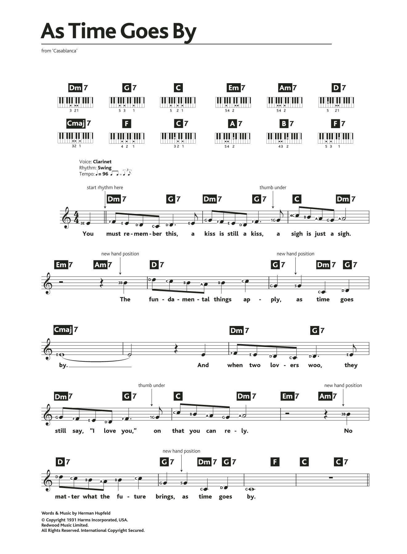 As Time Goes By (Piano Chords/Lyrics) von Herman Hupfeld