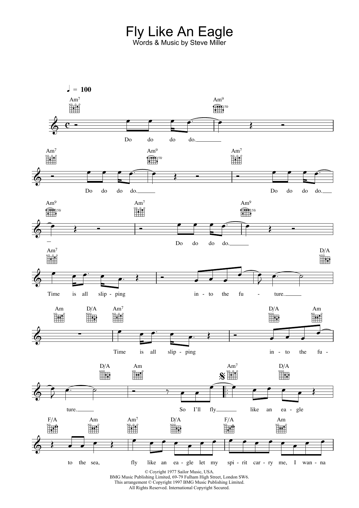 Fly Like An Eagle (Lead Sheet / Fake Book) von The Steve Miller Band