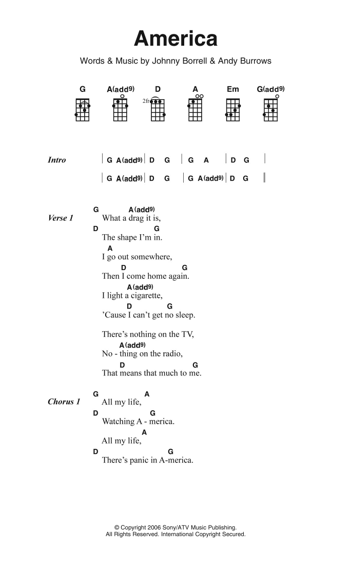 America (Piano, Vocal & Guitar Chords) von Razorlight