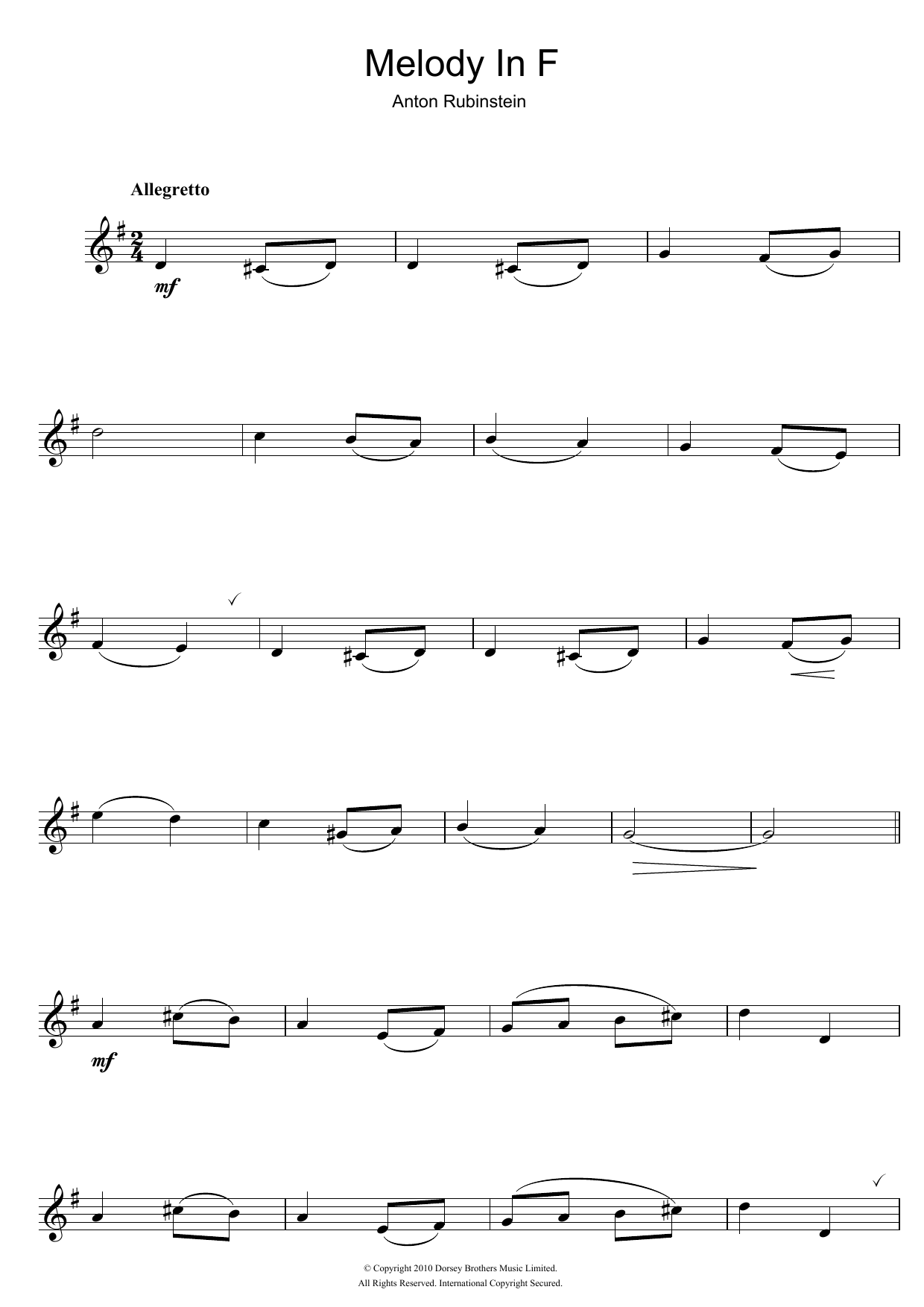 Melody In F (Clarinet Solo) von Anton Rubinstein