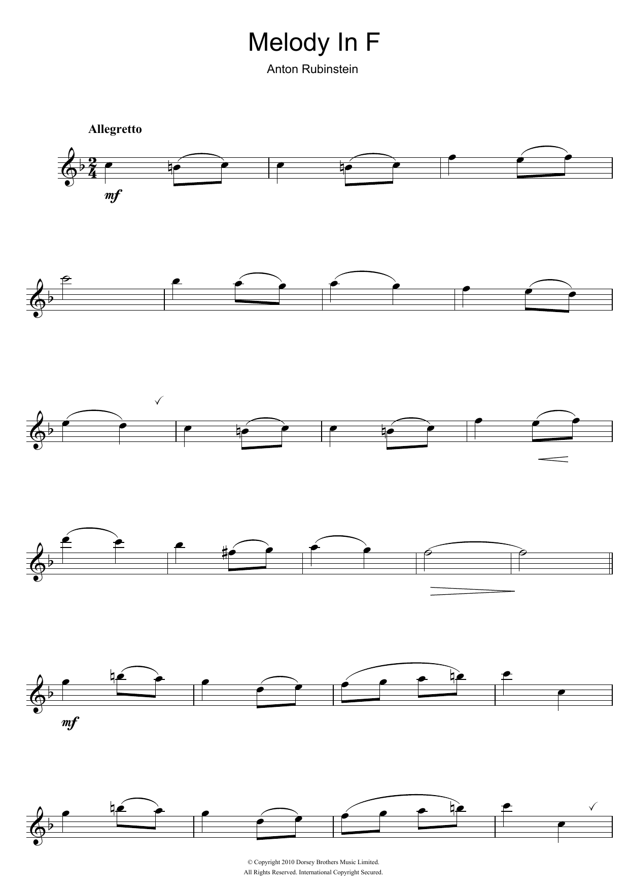 Melody In F (Flute Solo) von Anton Rubinstein