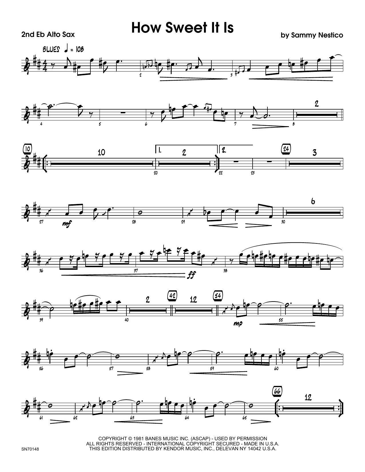 How Sweet It Is - 2nd Eb Alto Saxophone (Jazz Ensemble) von Sammy Nestico