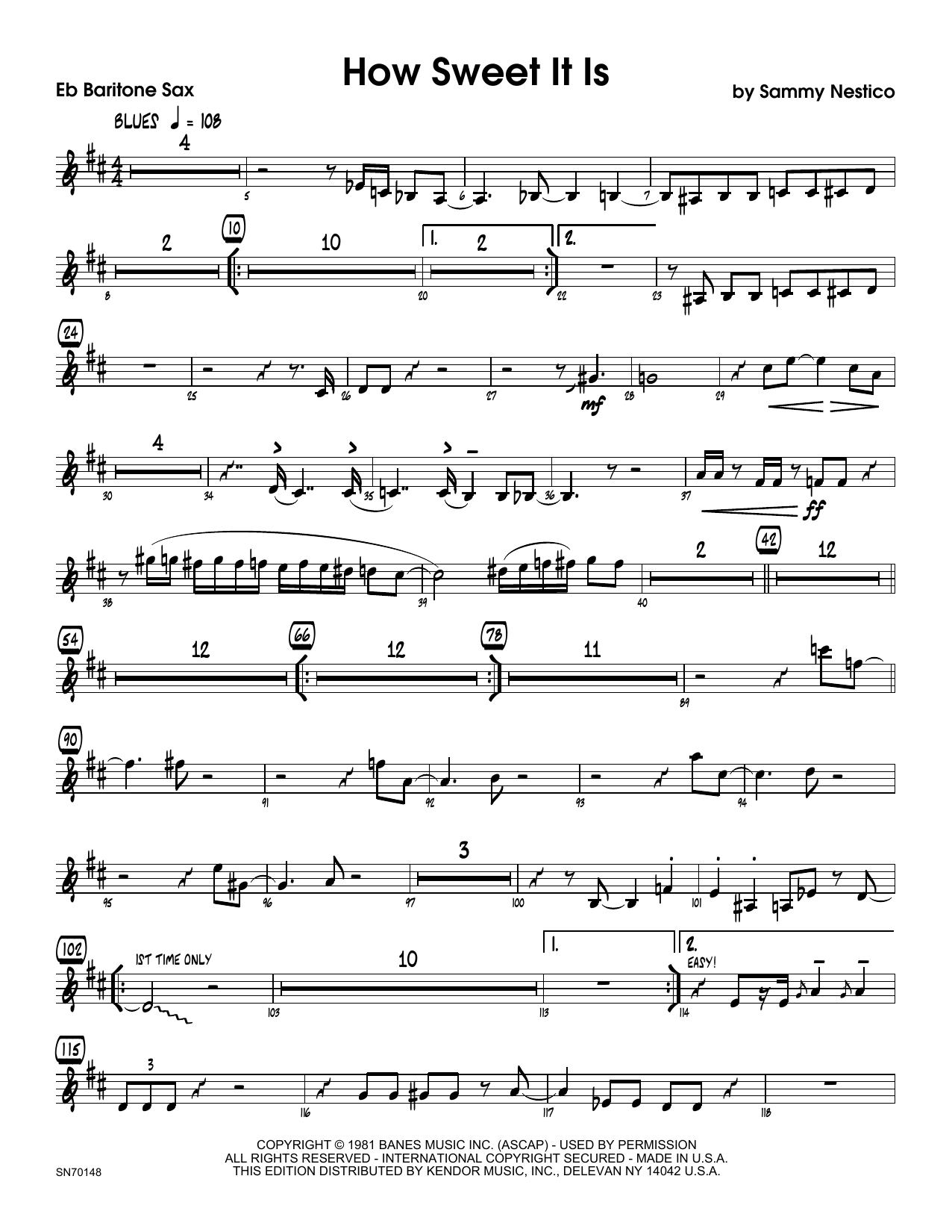 How Sweet It Is - Eb Baritone Saxophone (Jazz Ensemble) von Sammy Nestico