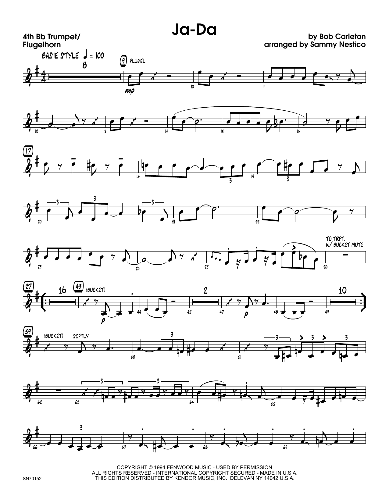 Ja-Da - 4th Bb Trumpet (Jazz Ensemble) von Sammy Nestico