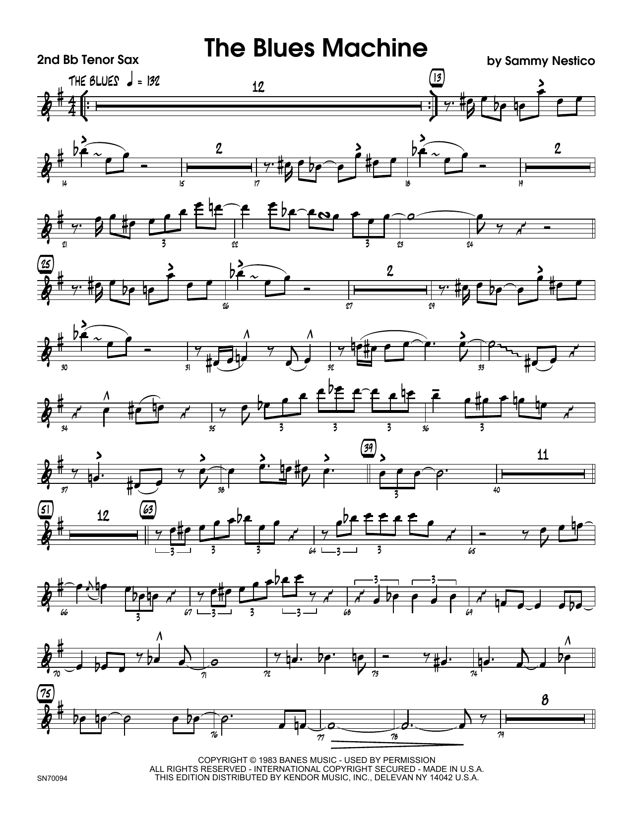 The Blues Machine - 2nd Bb Tenor Saxophone (Jazz Ensemble) von Sammy Nestico