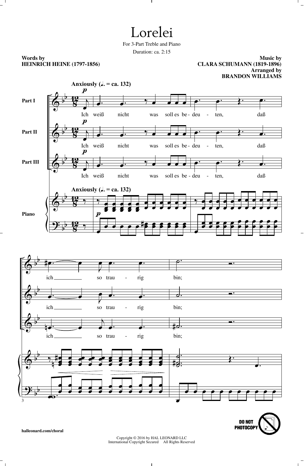 Lorelei (3-Part Treble Choir) von Brandon Williams
