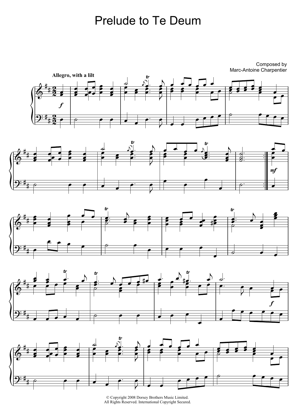 Prelude (from Te Deum) (Piano Solo) von Marc-Antoine Charpentier
