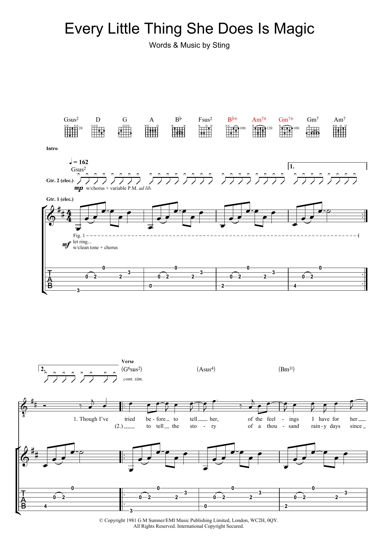 Every Little Thing She Does Is Magic (Guitar Tab) von The Police