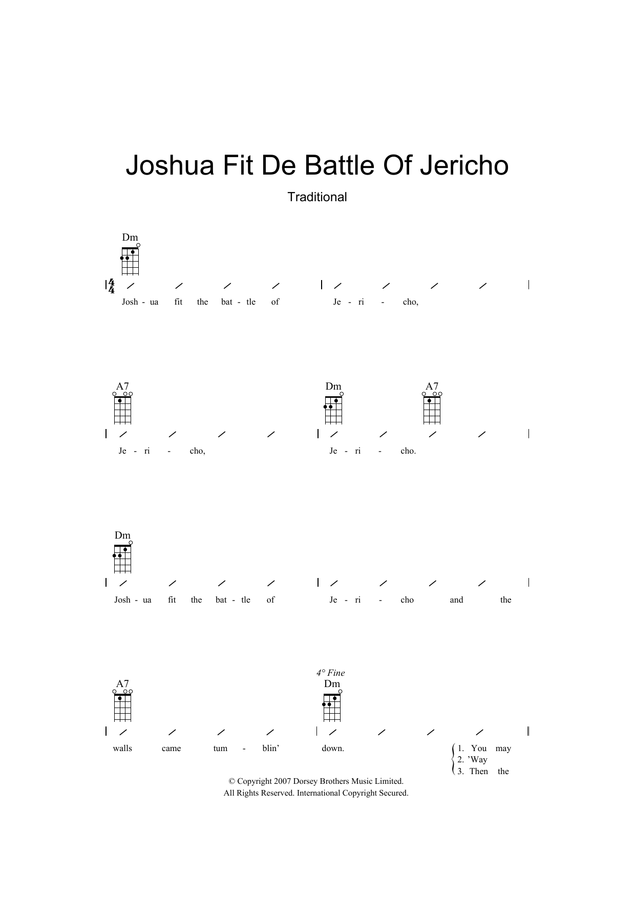 Joshua Fit De Battle Of Jericho (Ukulele Chords/Lyrics) von Traditional