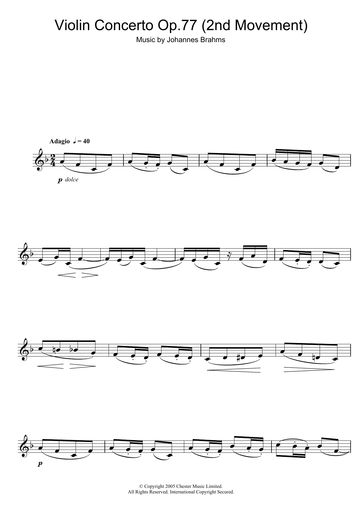 Violin Concerto (2nd Movement) (Alto Sax Solo) von Johannes Brahms